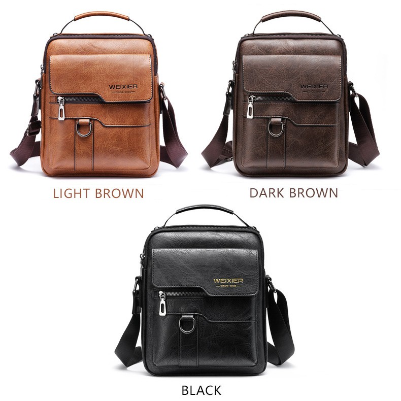 Túi Đeo Chéo Nam 💎FREE SHIP💎 Túi Xách Da Nam Cao Cấp Weixier 8642 Chống Nước, Có Nhiều Ngăn Nhỏ Tiện Lợi | BigBuy360 - bigbuy360.vn