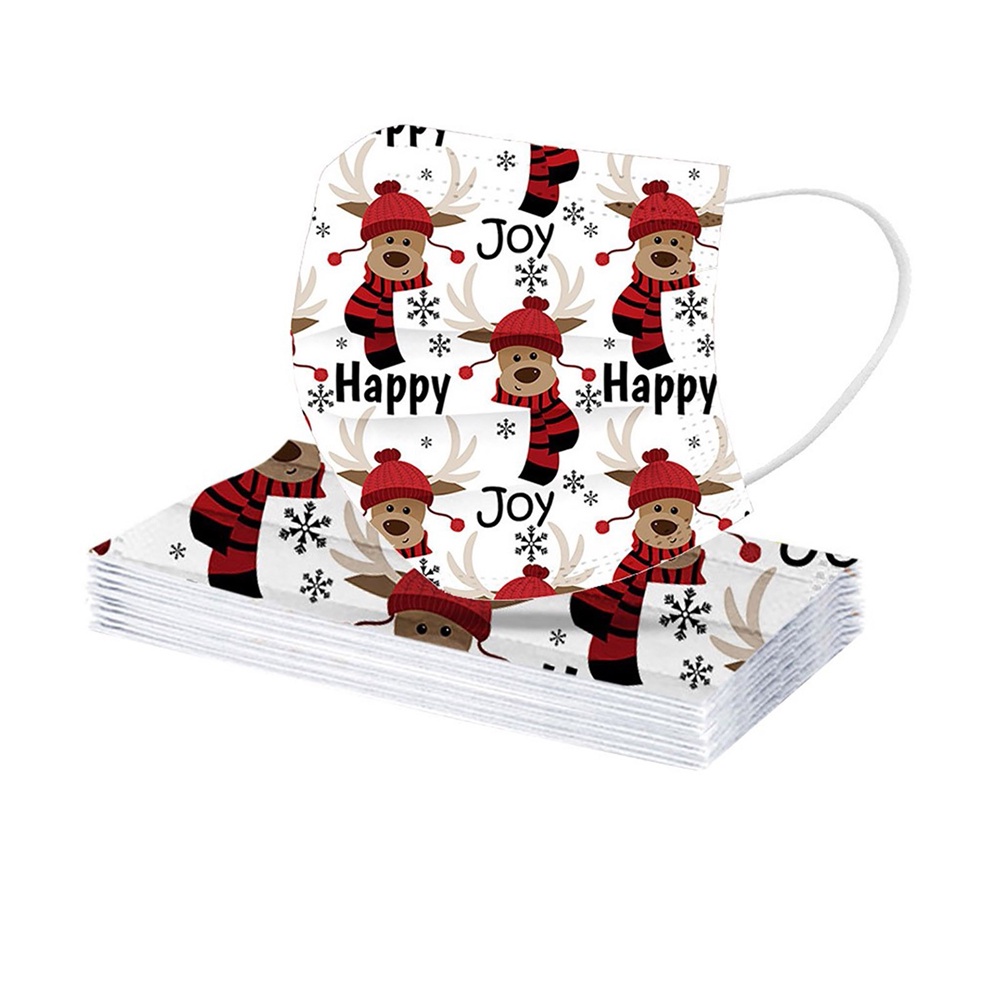 Set 10 khẩu trang họa tiết giáng sinh dùng một lần thoáng khí bảo vệ cho trẻ