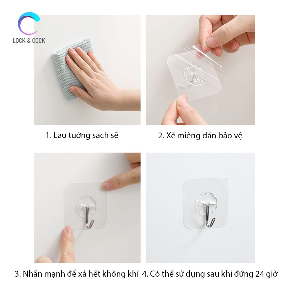 Móc Treo Đồ, Dán Tường Siêu Bền Đa Năng Chịu Lực trong suốt.