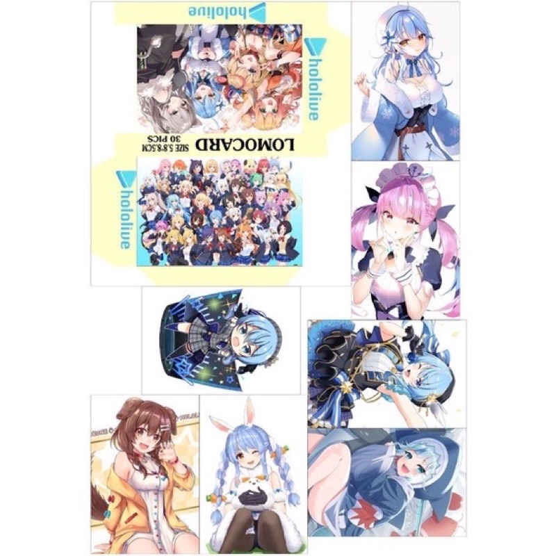 Hlomo card Gure gawr 30 tấm khác nhau kèm hộp/lomo card vtuber Hololive Gure gawr