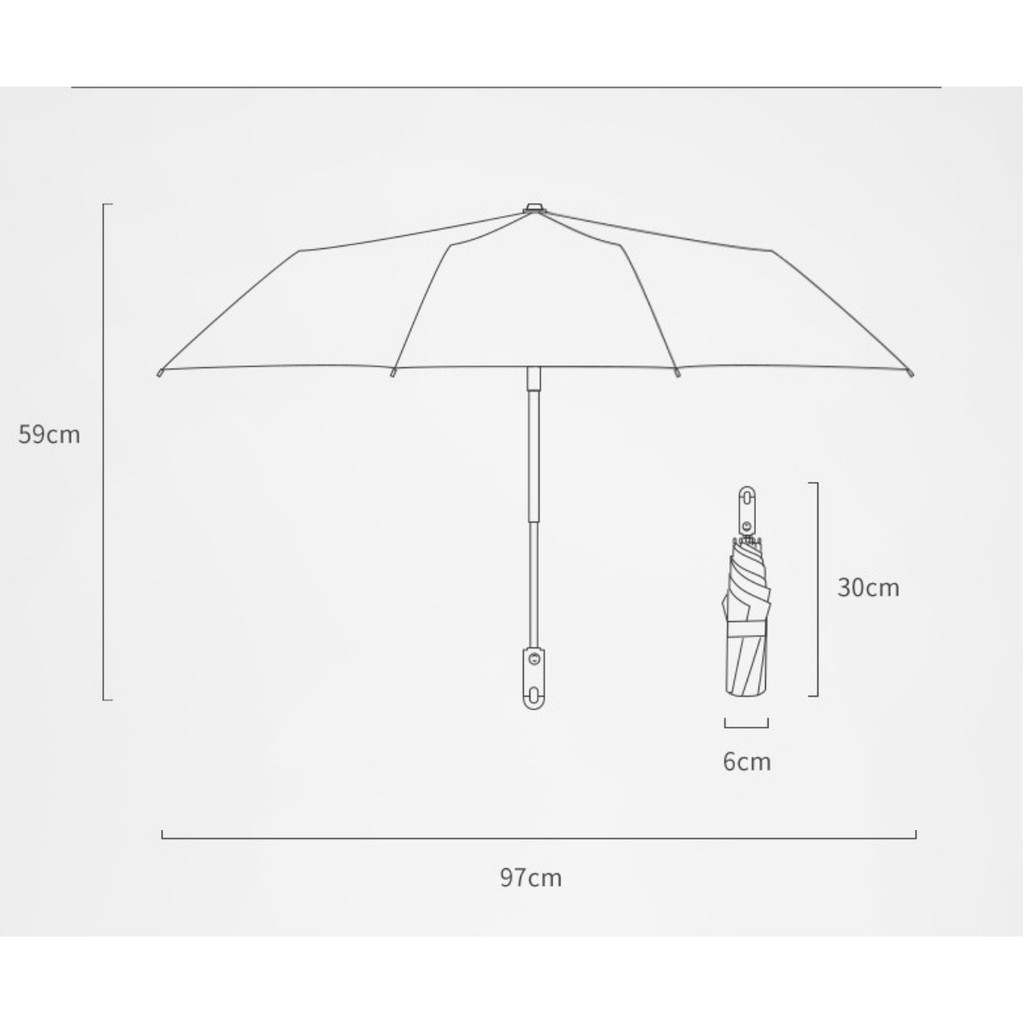 Ô dù gấp gọn có phủ lợp chống tia UV loại 8 nan
