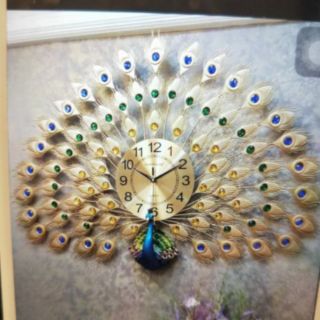 Đồng hồ treo tường trang trí chim  công khổng tước món quà mừng tân gia