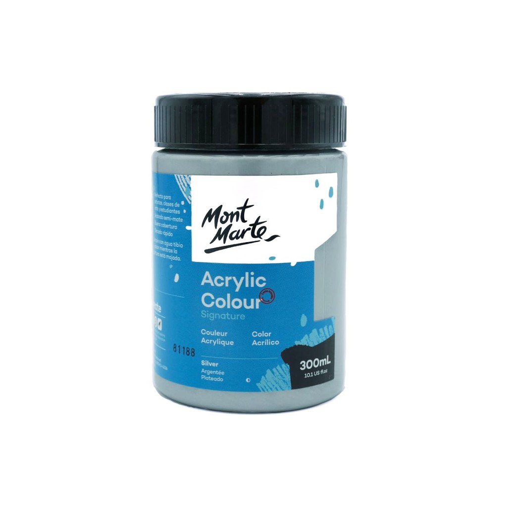 Màu Acrylic Mont Marte 300ml - Silver - Acrylic Colour Paint Signature 300ml (10.1oz) - MSCH3034