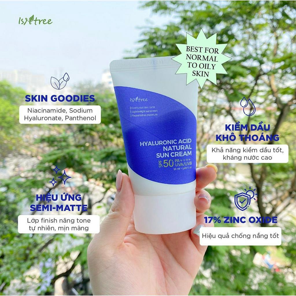 Kem chống nắng vật lý ISNTREE Hyaluronic Acid Natural Sun Cream 50ml