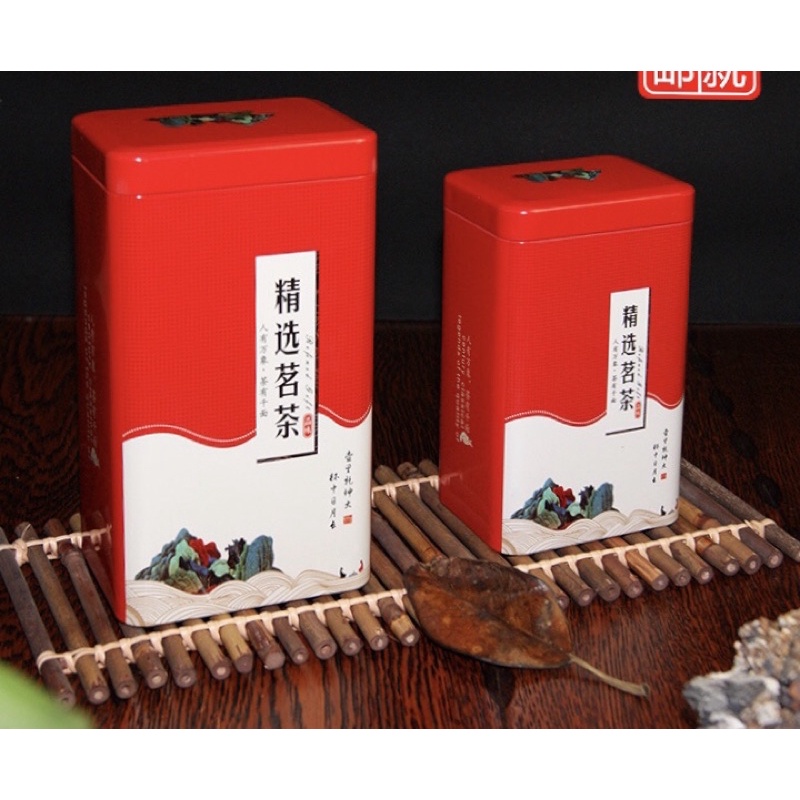 Vỏ hộp thiếc hình quả núi 250gr và 100gr  đựng chè  làm giỏ quà tết hoặc sắp lễ tráp cưới hỏi