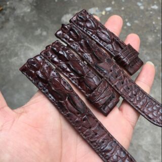 DÂY ĐỒNG HỒ GAI TAY CÁ SẤU MÀU NÂU SẬM