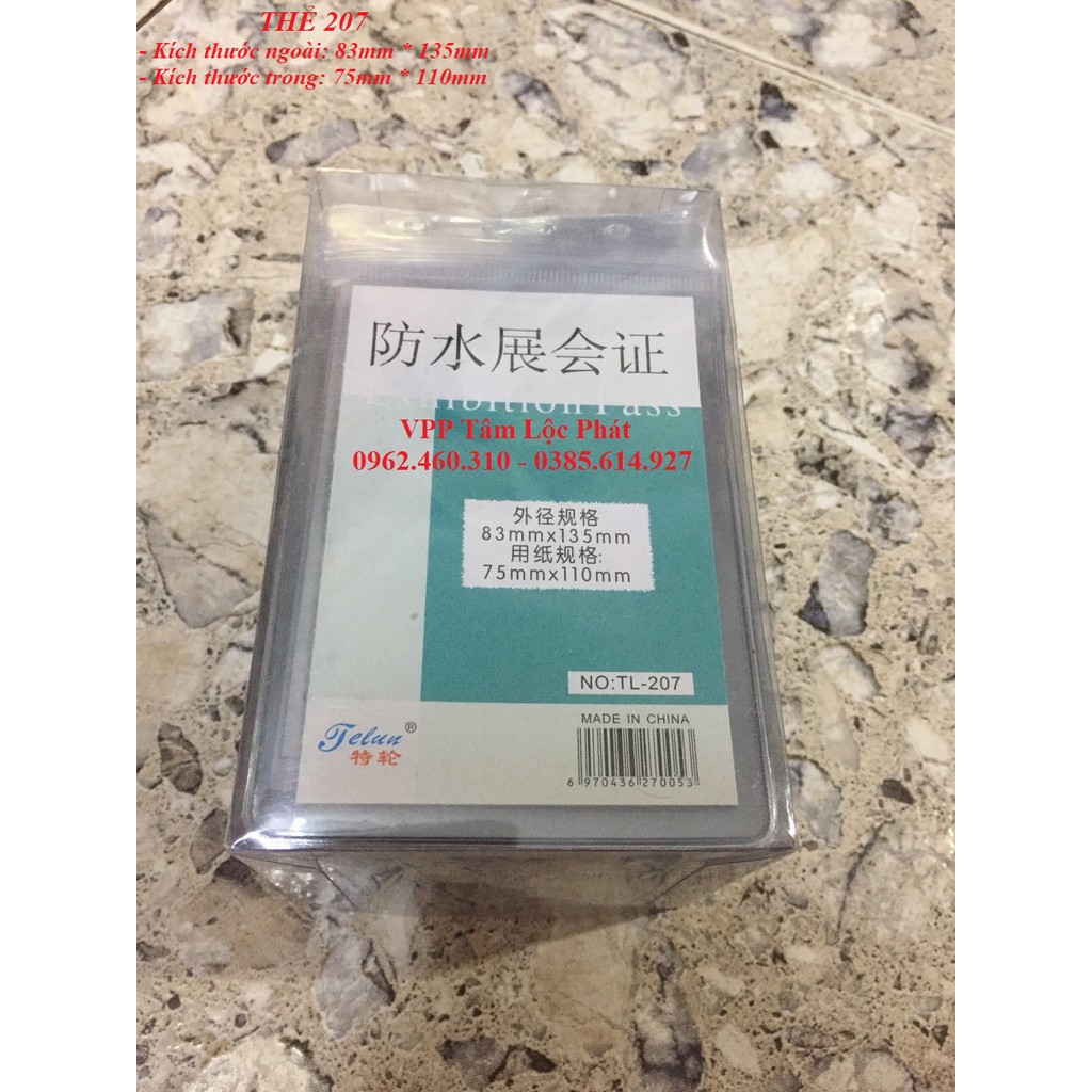 SỈ 100 BAO THẺ TÊN 207  chống thấm nước, KT 83*135mm - Thẻ đeo nhân viên