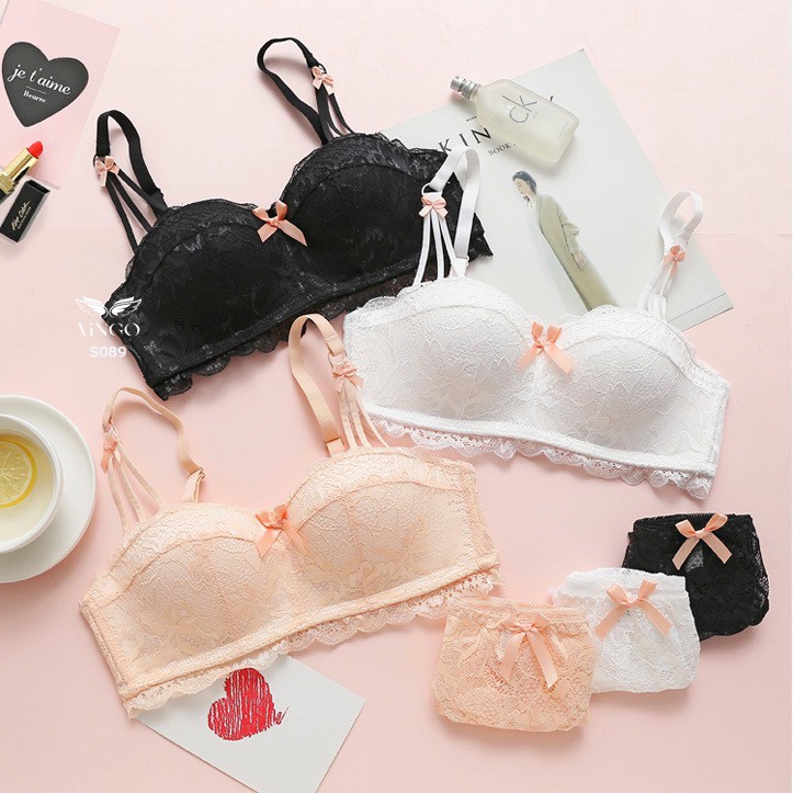 VNGO Bộ Đồ Lót Ren Không Gọng Đệm Dày Nâng Ngực Gợi Cảm S089 Vingo | BigBuy360 - bigbuy360.vn