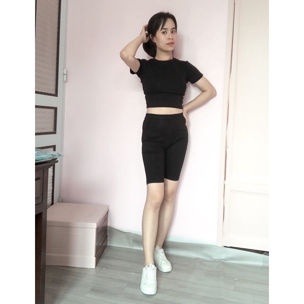 Quần ngố nữ nâng mông dáng ôm, chất cotton đanh mịn, ko bai xù, ko cắn chỉ, mặc đa năng đi chơi đi tập mặc nhà