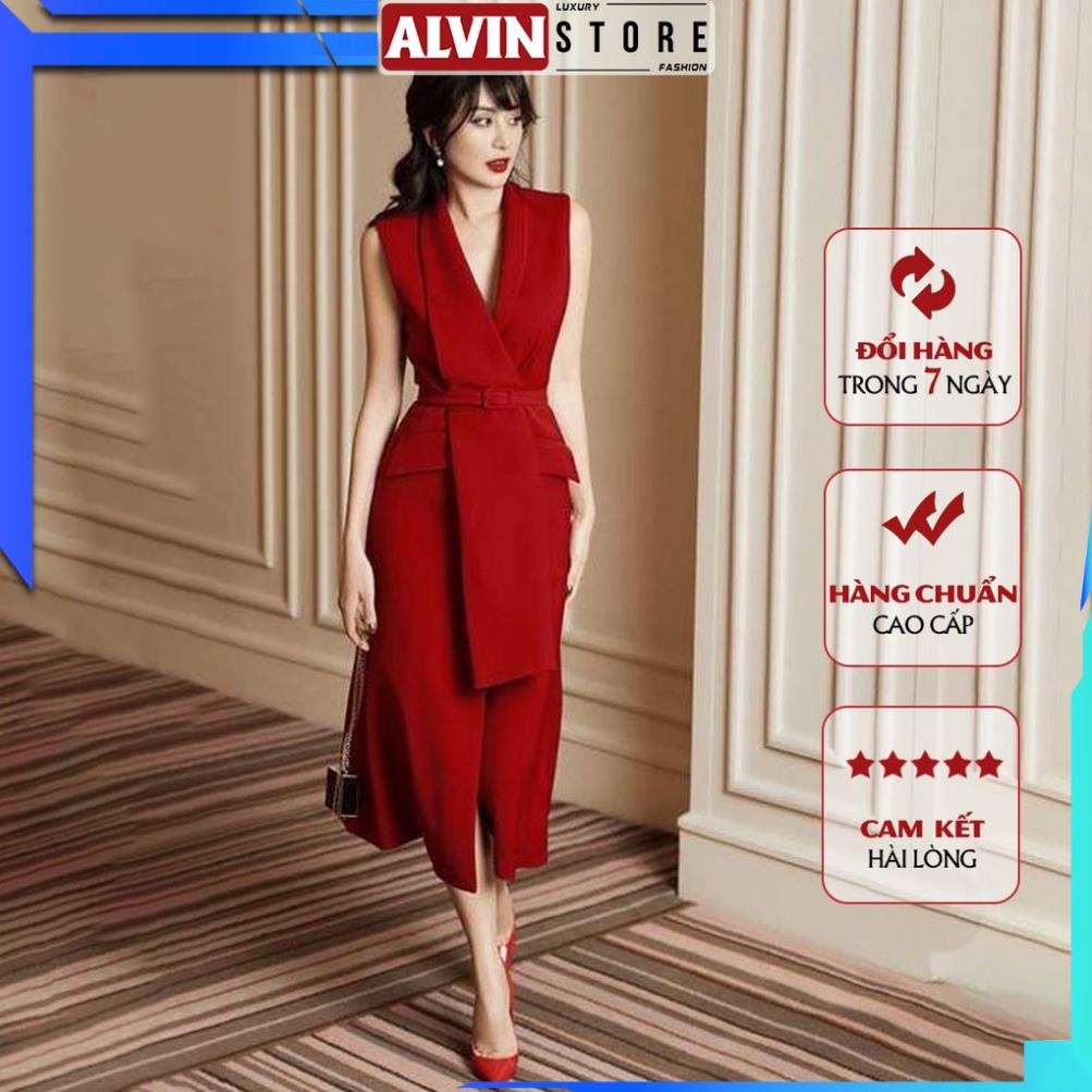 Đầm Dự Tiệc Cổ Vest Tùng Chữ A Thiết Kế Tùng Chéo Cách Điệu Tinh Tế Sang Trọng