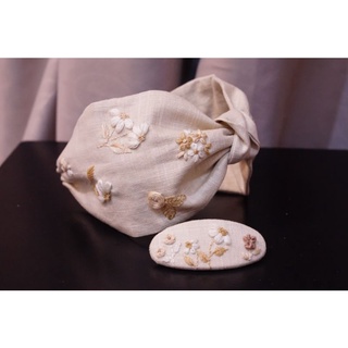 Cài tóc linen thêu tay
