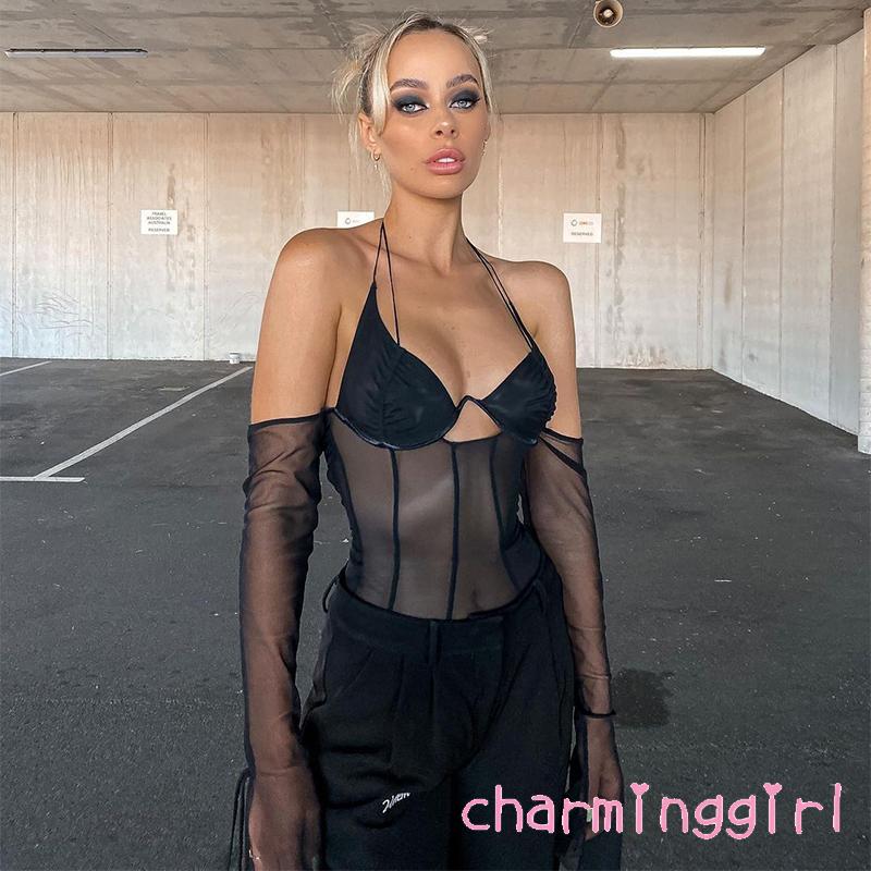 Áo Nữ Dài Tay Phối Lưới Hở Lưng Quyến Rũ