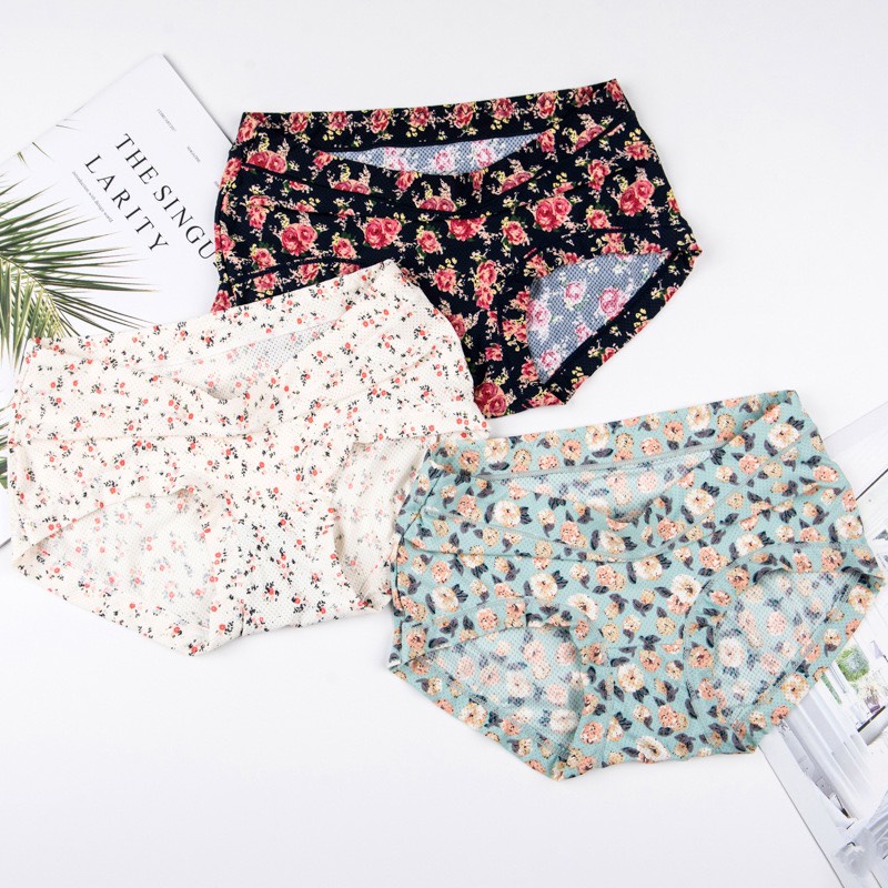 Quần Lót Su Hoa Thông Hơi Cạp Cao 5084