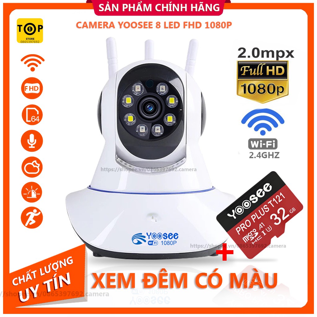 ( SLN 10 ) ( SLN 10 ) [Giá Siêu Rẻ ]Camera Yoosee Xoay 360 - Full HD 1080P, Có Kèm Thẻ Nhớ 32GB