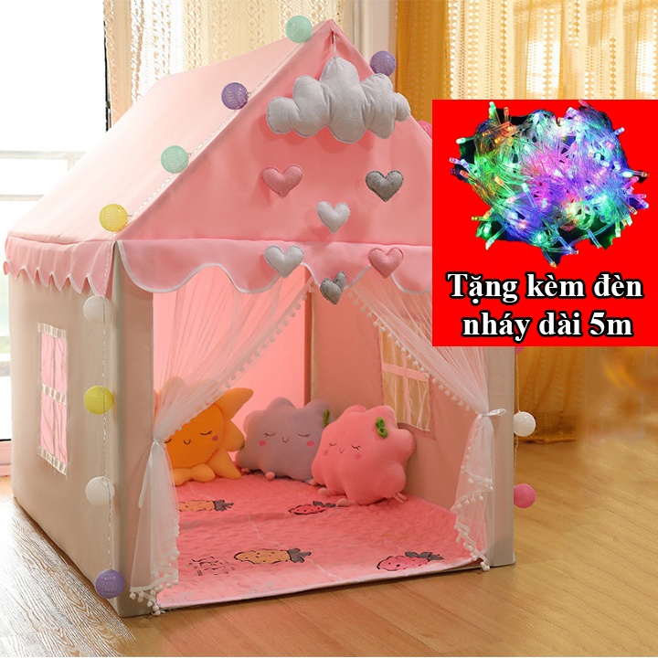 Lều Công Chúa Cho Bé - Lều Lâu Đài Cho Bé Vui Chơi - Lều Cắm Trại Cho Bé-TẶNG ĐÈN LED