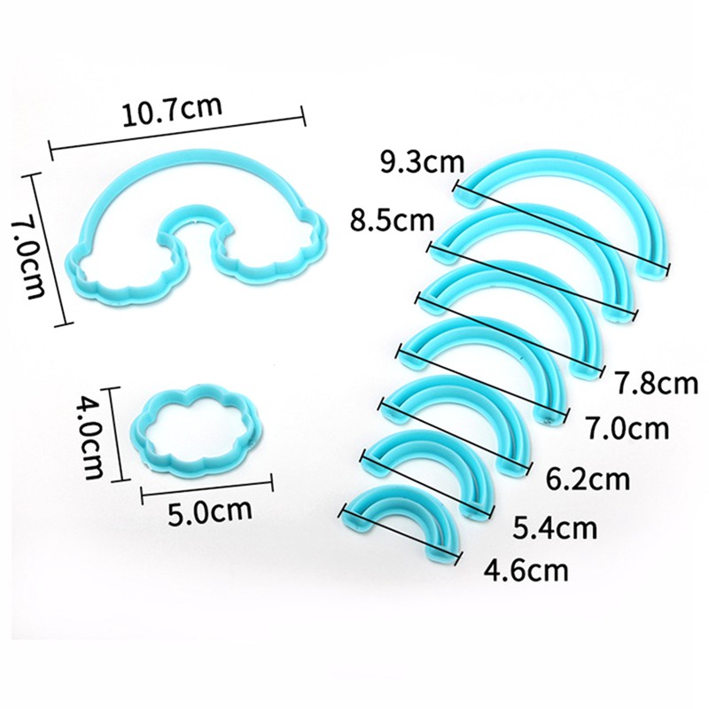 Set 9 Khuôn Cắt Tạo Hình Đám Mây Cầu Vồng Dùng Trang Trí Bánh