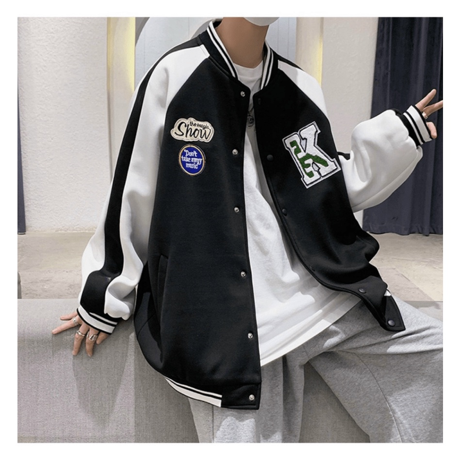 (FREE SHIP) ÁO KHOÁC BOMBER NAM HỌA TIẾT CHỮ K PHỐI VIỀN SỌC TAY  PHONG CÁCH ĐỈNH CAO BL TK 2022
