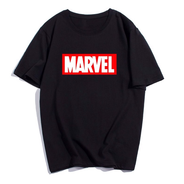 Áo thun tay ngắn in chữ marvel thời trang nam và nữ
