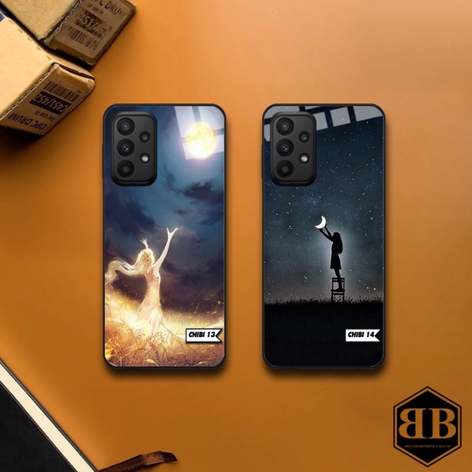 Ốp lưng kính cường lực Samsung Galaxy A23 hình chibi