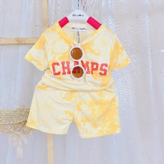 Bộ cộc tay minky mom loang màu sang chảnh cho bé trai bé gái