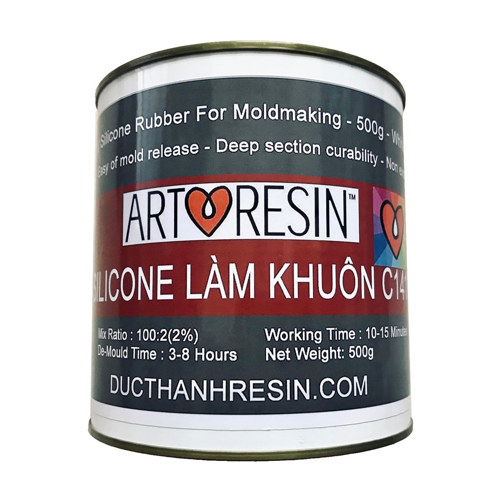 Bộ Silicone làm khuôn C141 cao cấp 500g và Dầu Pha Loãng Làm Lỏng Silicone - Giảm Bọt Và Tăng Thời Gian thao tác 150ml