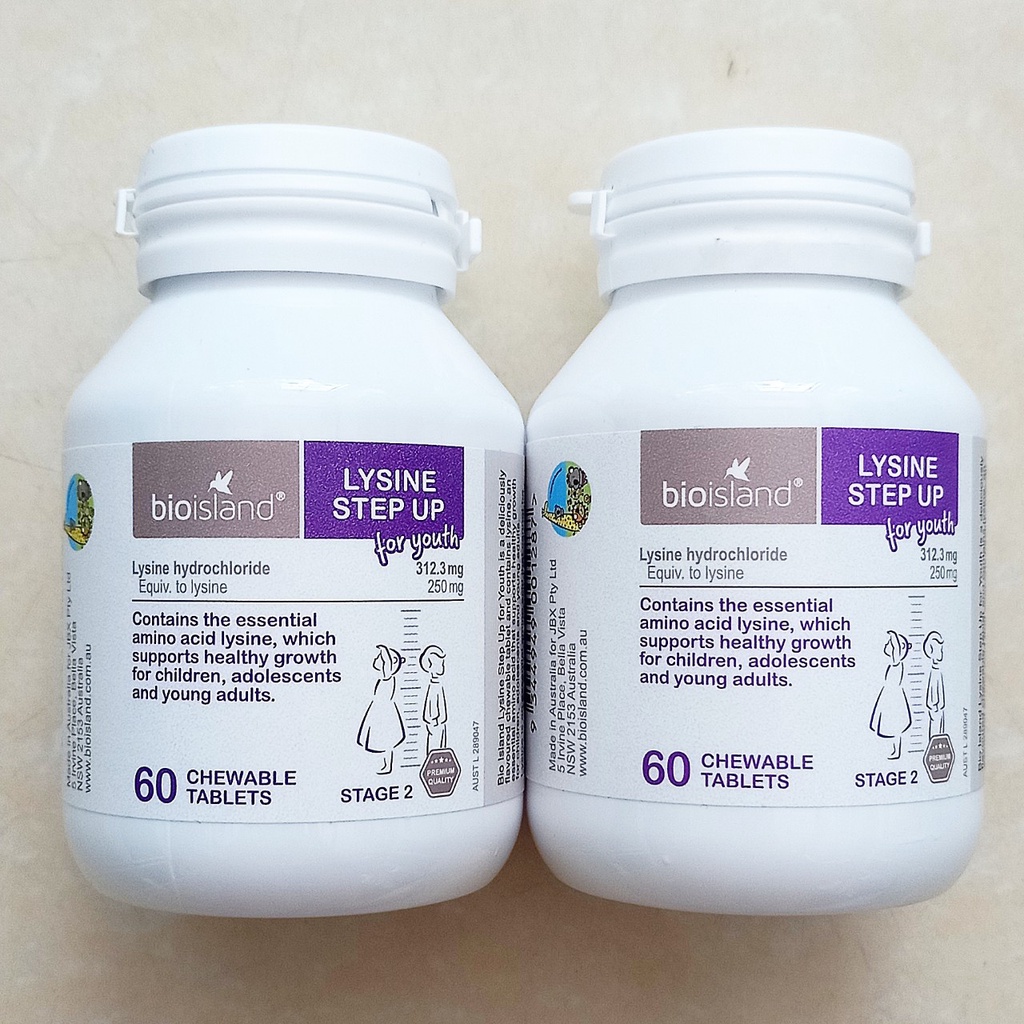 Bioisland lysine lọ 60 viên Úc. Hỗ trợ phát triển chiều cao, tăng cường miễn dịch cho bé từ 6 tuổi