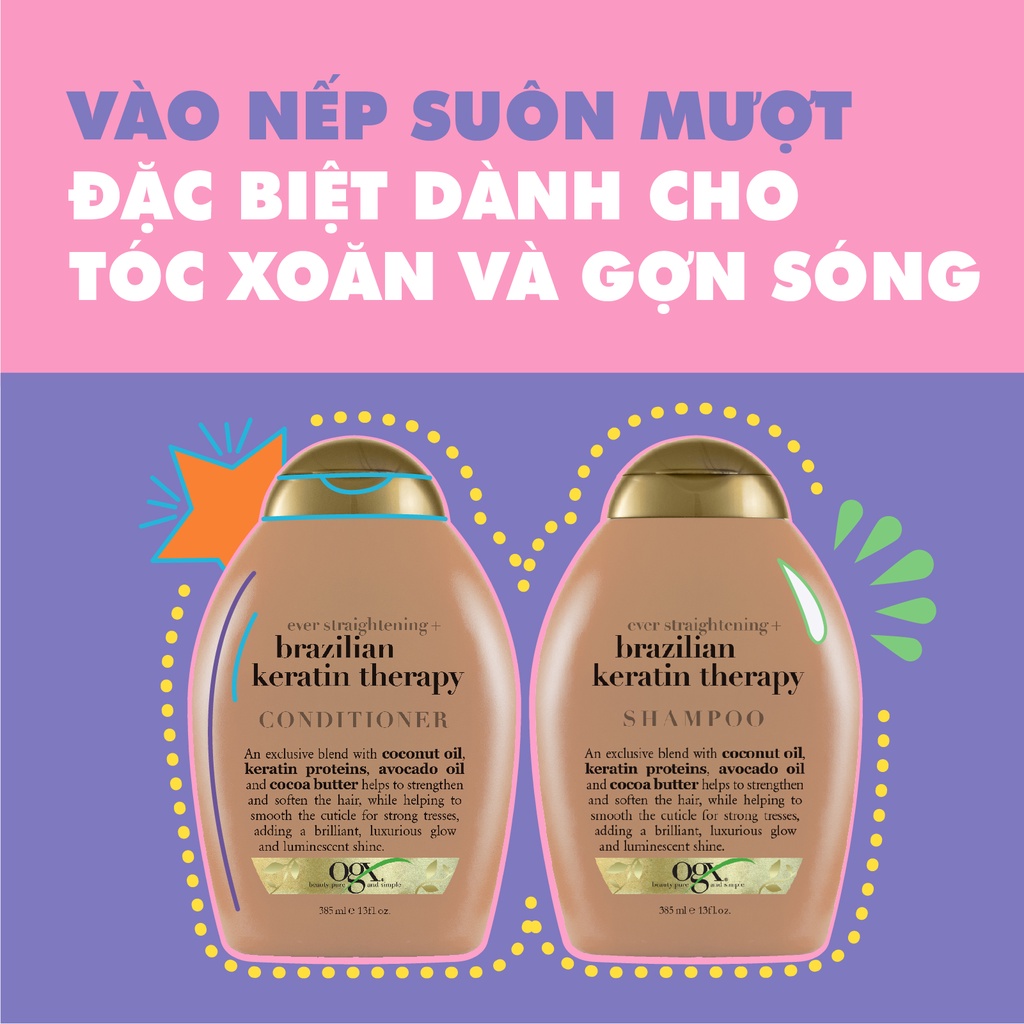 [HÀNG TẶNG KHÔNG BÁN] Dầu gội OGX Ever straightening + brazilian keratin therapy - Dung Tích 385ml