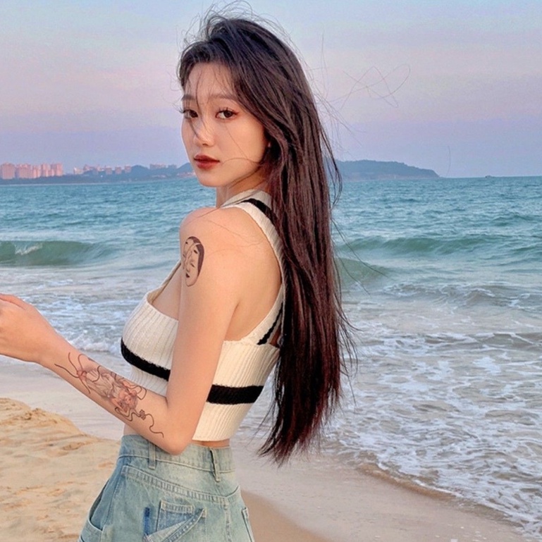 Áo Dệt Kim Hai Dây Dáng Ngắn Thời Trang Mùa Hè Quyến Rũ Cho Nữ