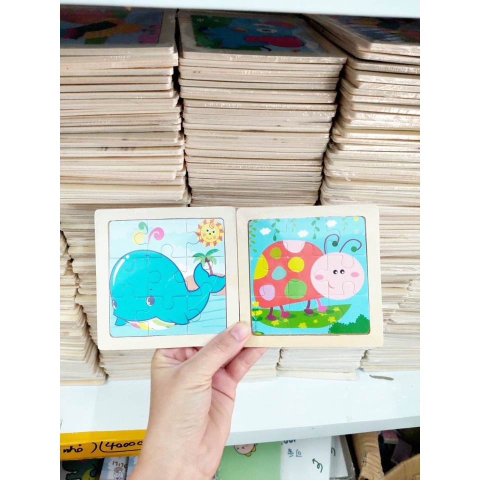 Đồ chơi xếp hình lắp ráp tranh ghép gỗ 9 mảnh ngộ nghĩnh