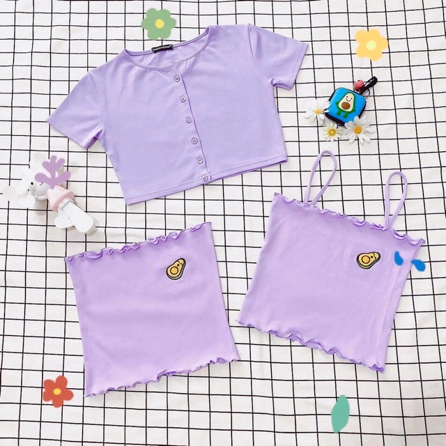 Áo TubeTop Thêu 🥑 Avocado Ulzzang Ảnh Thật