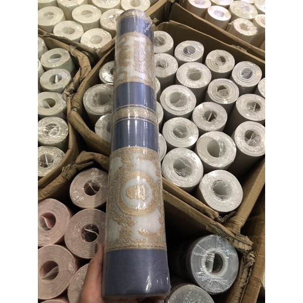 Thô lụa dán tường khổ 53cm*10 mét dán ngoài vân nổi có kim tuyến | BigBuy360 - bigbuy360.vn