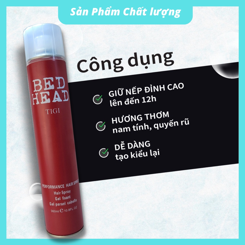 Gôm xịt tóc TIGI Bed Head Hard Head 380ml tạo kiểu tóc giữ nếp bồng đẹp keo xịt tóc chính hãng
