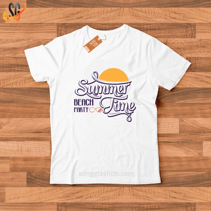 Áo thun hội nhóm unisex nam nữ gia đình SUMMER phông màu trắng thun cotton mềm mịn SGS106 | SG