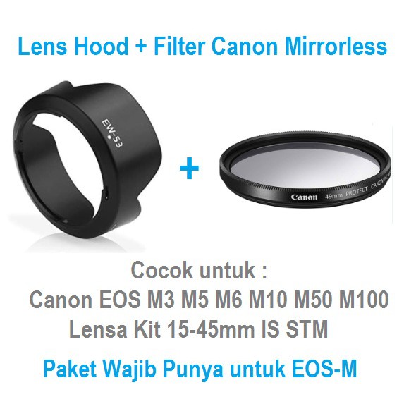 Loa Che Nắng Ew53 Cho Máy Ảnh Canon M3 M5 M6 M10 M50 M100 Kit 15-45 Is Stm Lens 15-45mm Ew-53