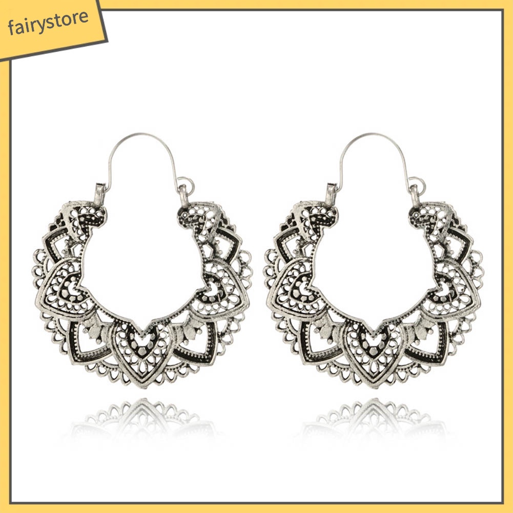 Hoa tai thiết kế hình trái tim cánh hoa phong cách vintage cho nữ