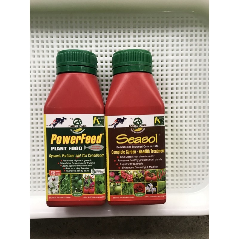 Cặp đôi phân đạm cá Powerfeed và Tảo biển Seasol chai 250ml nhập khẩu Úc.