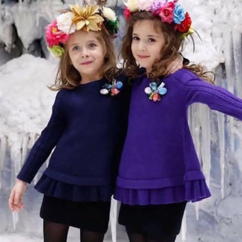 ÁO VÁY LEN ĐÍNH ĐÁ DKNY DƯ XỊN BÉ GÁI