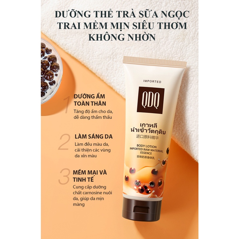 Dưỡng thể Trà sữa Ngọc trai dưỡng ẩm, sáng da QDQ 200g - Milk Tea Body Lotion