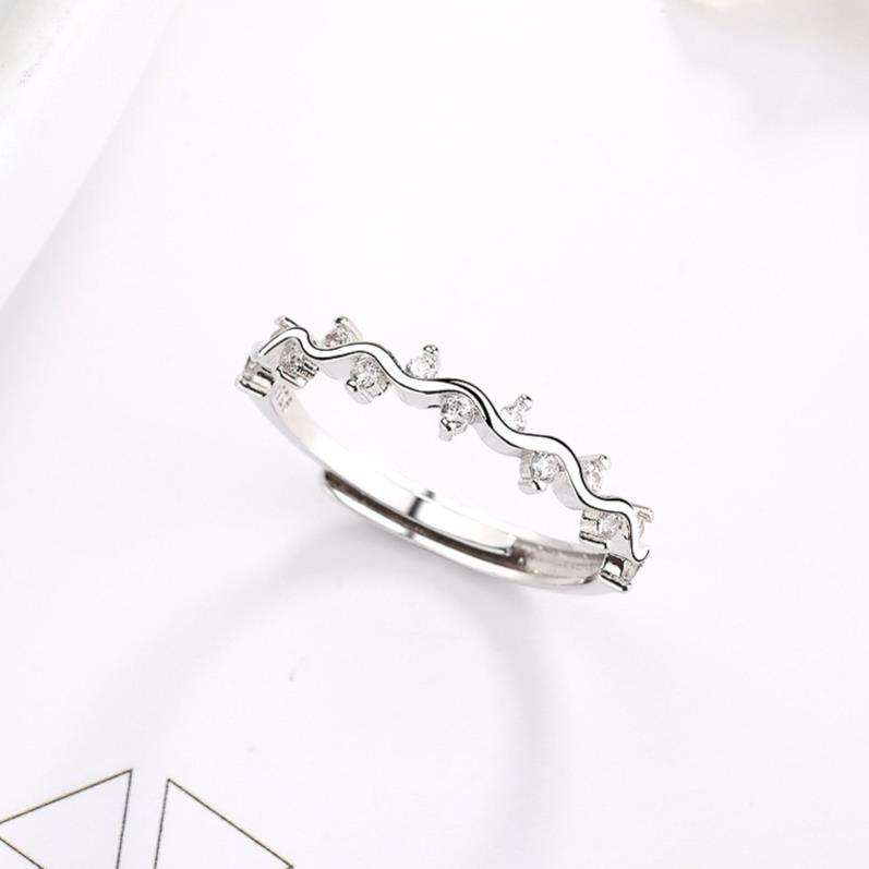 (0114) Nhẫn Kim Cương Thiết Kế Sáng Tạo Nữ Tính Hàn Quốc
