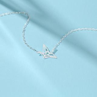 Ahellogirl Vòng cổ Mạ Bạc Mặt Chim Thời Trang