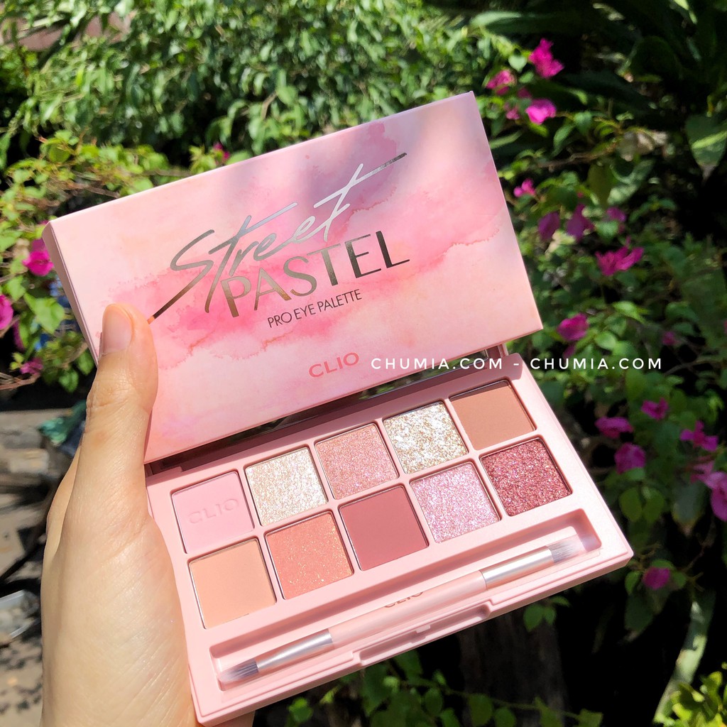 Phấn mắt CLIO STREET PASTEL 8 ô bảng màu mắt nhũ lấp lánh lì mịn bộ trang điểm chính hãng PM chumia