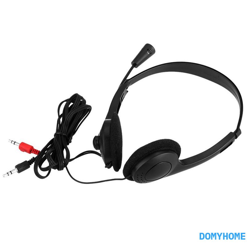 3.5mm  Wired Stereo Headset Noise Cancelling Earphone  with  Microphone Adjustable Headband for Computer Laptop Desktop domyhome