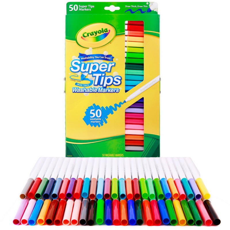 Bộ Bút lông vẽ nét thanh nét đậm của Mỹ - Crayola Super tips 50 màu