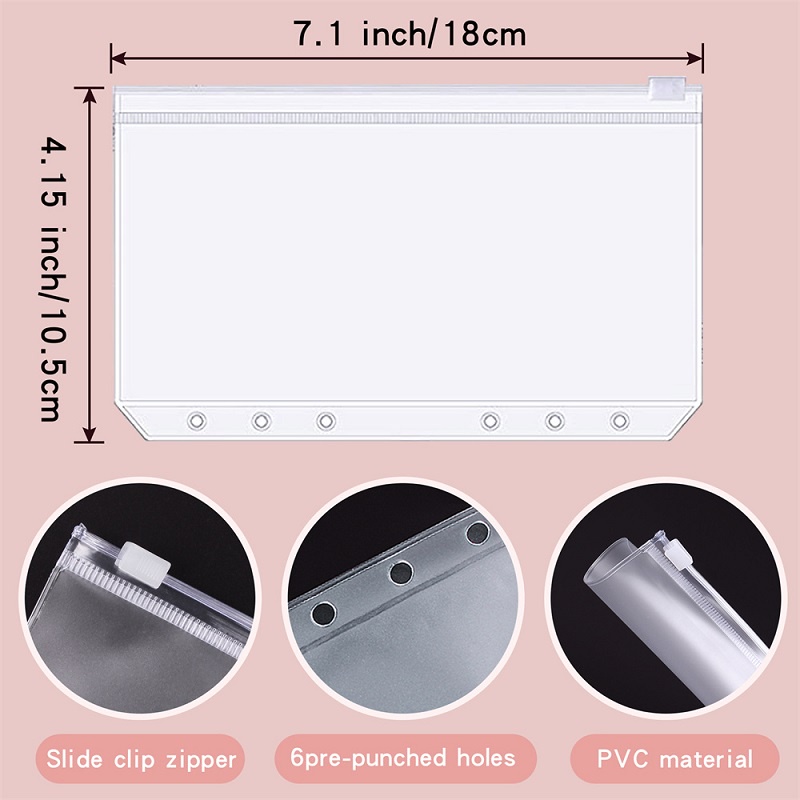 Bìa Đựng Tiền / Tài Liệu Khổ A6 Nhiều Màu Có Khóa Kéo Tiện Dụng