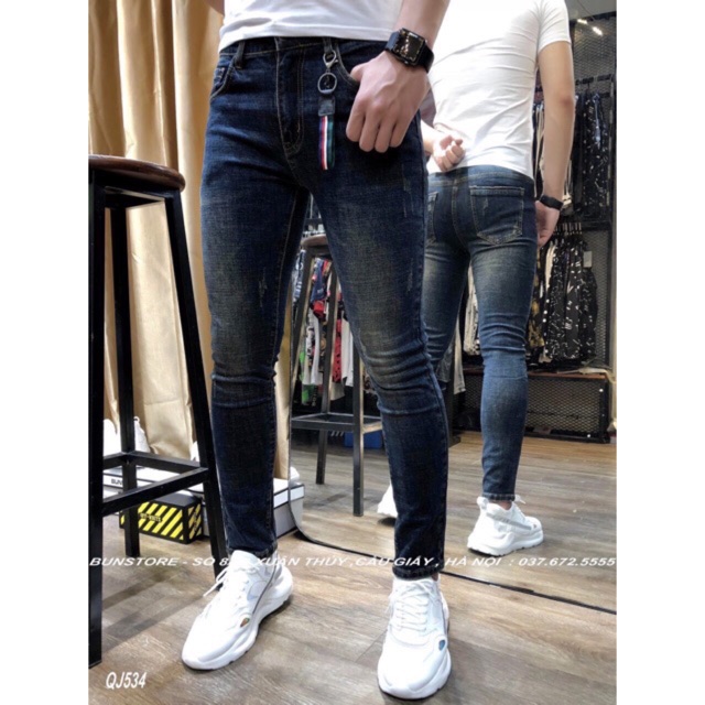 Quần jean nam trơn xước nhẹ màu đầm dễ mặc ( hình thật)