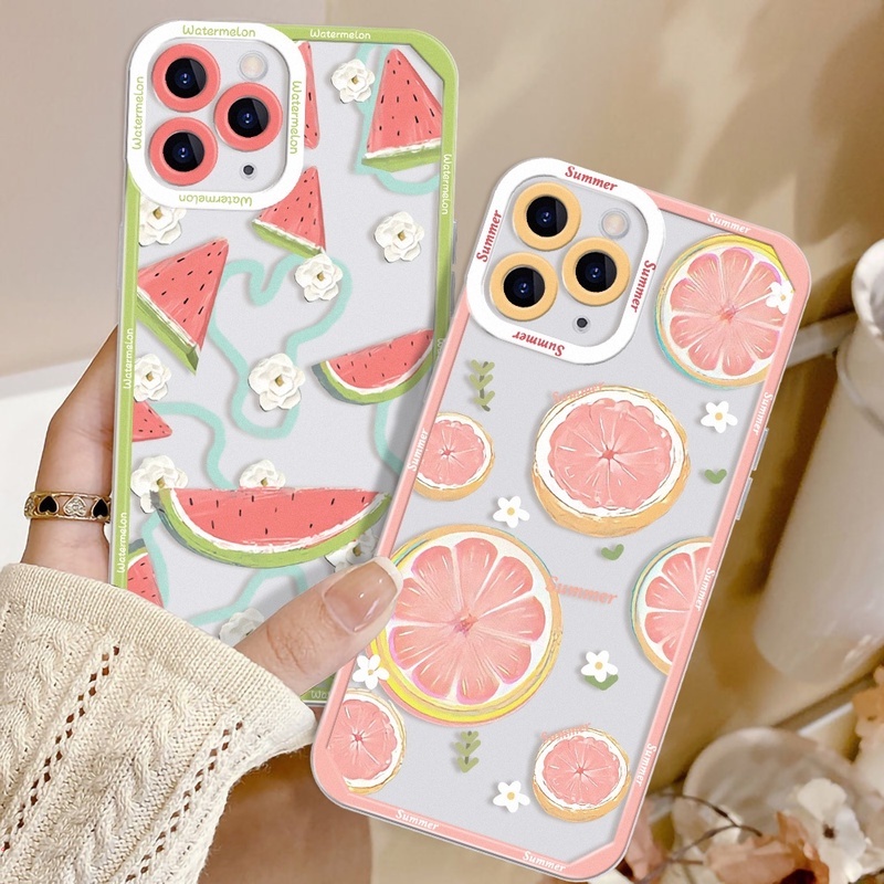 Ốp Điện Thoại Silicon Mềm Trong Suốt Họa Tiết Trái Cây Mùa Hè Dễ Thương Cho Iphone 13 12 11 Pro MAX X XS MAX XR 6 7 8 Plus