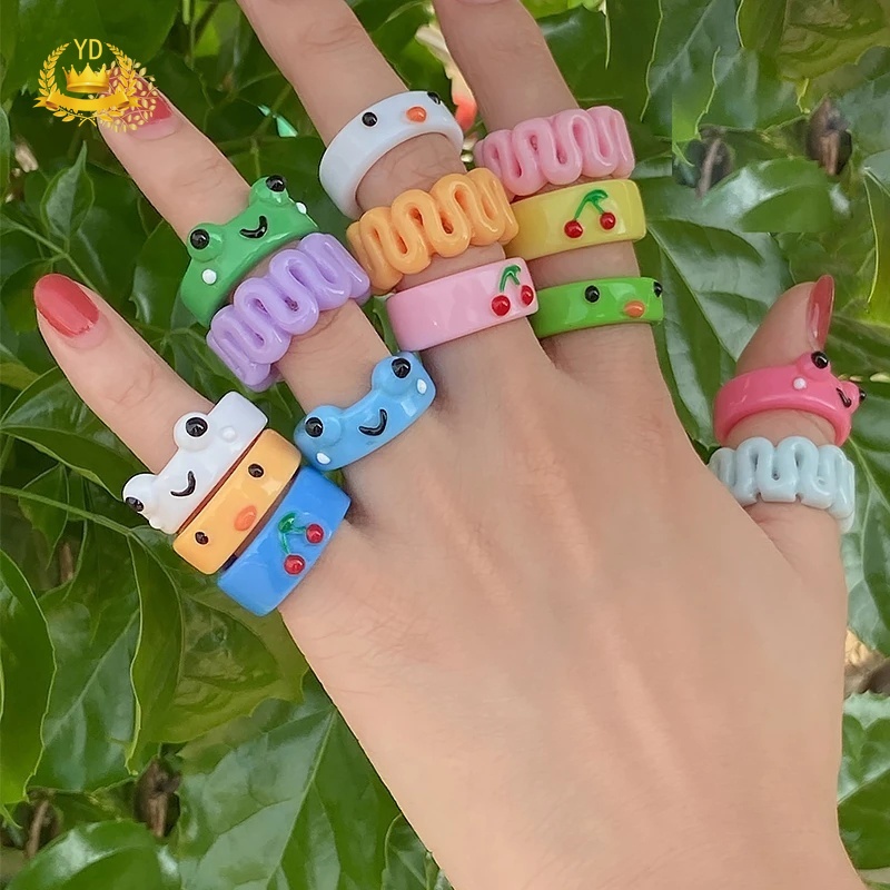 Nhẫn Hình Chú Ếch Nhiều Màu Sắc Đơn Giản Thời Trang Dành Cho Nam Và Nữ