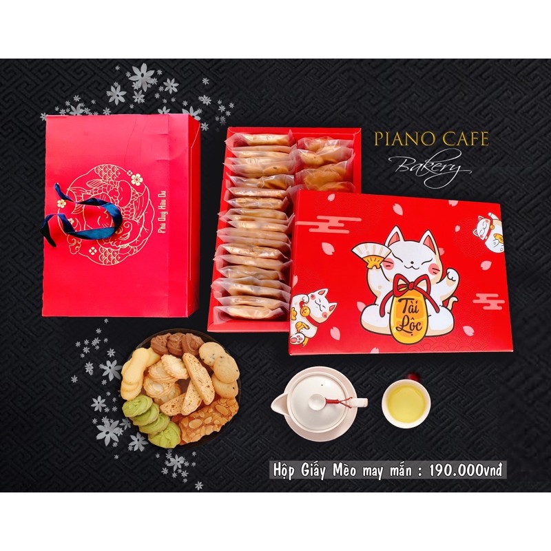 Hộp bánh tết cookie handmade siêu ngon Mèo Thần Tài 400gr | BigBuy360 - bigbuy360.vn