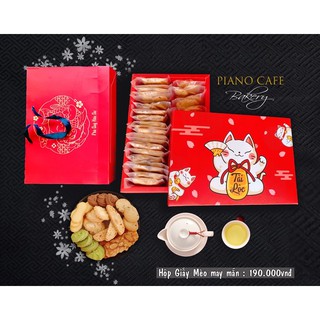 Hộp bánh tết cookie handmade siêu ngon Mèo Thần Tài 400gr