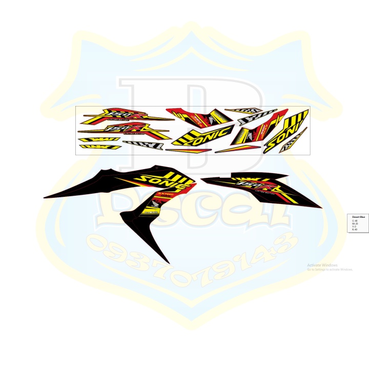 ( Quí khách vui lòng mang ra tiệm cho thợ dán ) Tem sonic 150 sọc vàng đen